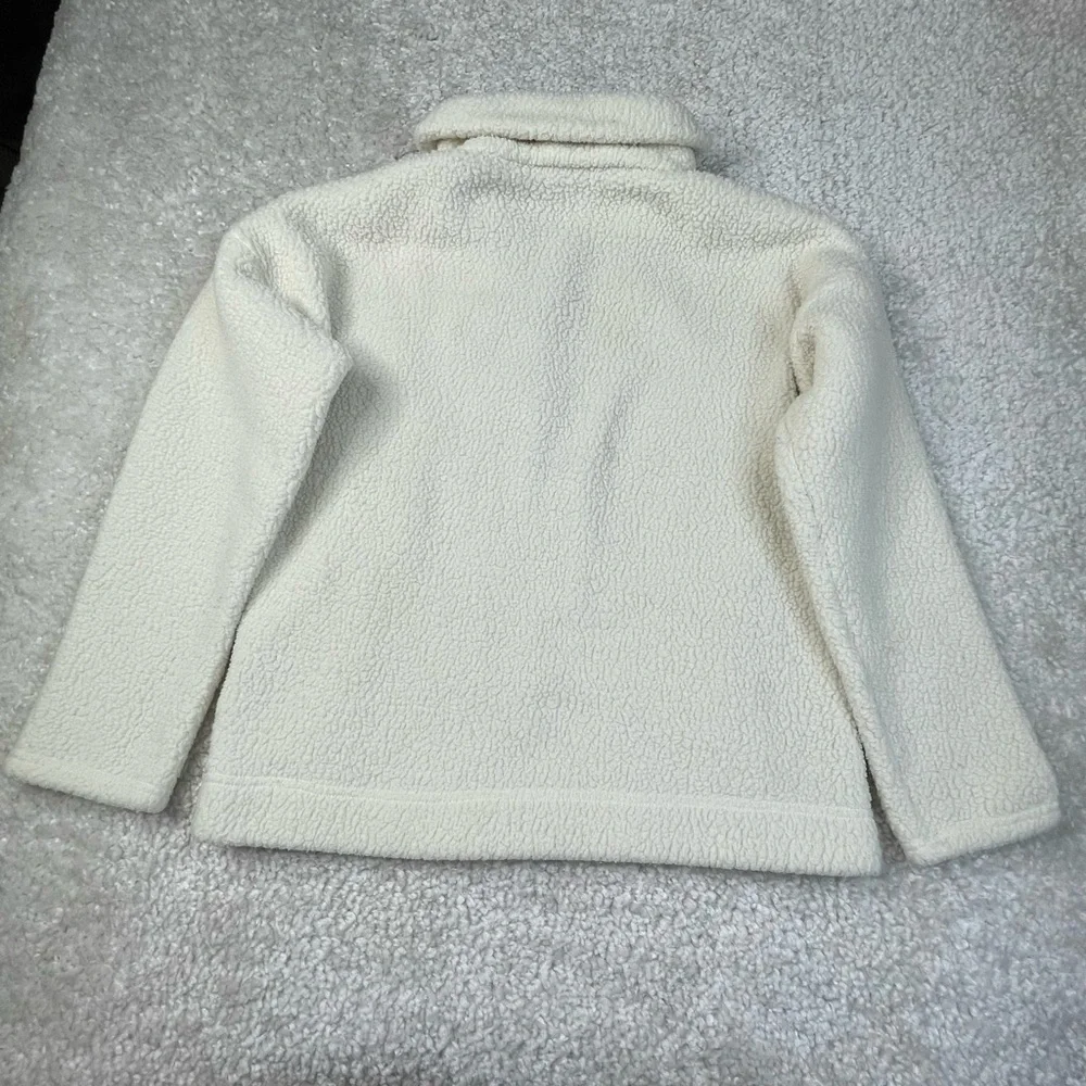 J.Crew Size M 1/4 Zip Jacket Fleece Bright Ivory Pockets Sherpa Cozy Layer Cabin